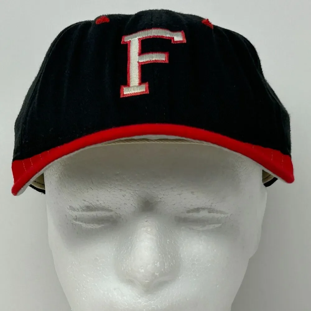 Vintage 90s Letter F Eagles Hat Cap Black New Era Made In USA Fitted 7 1/4